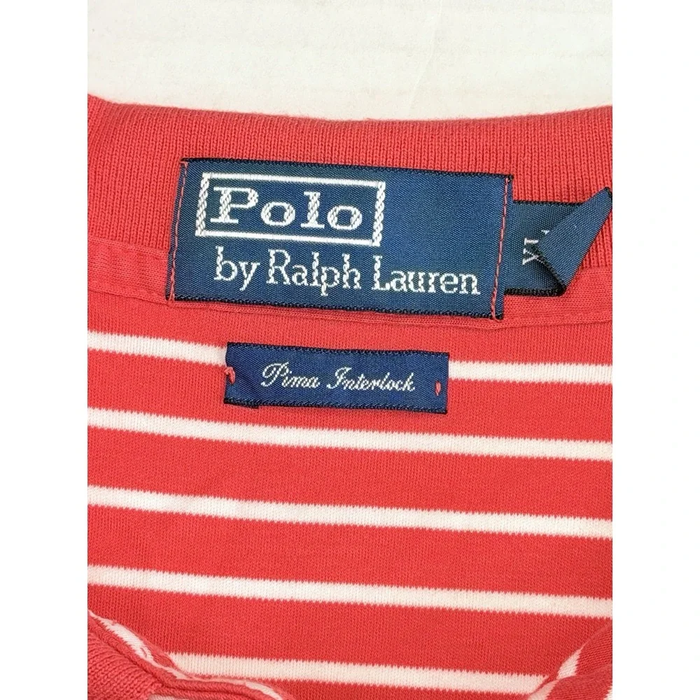 Polo Ralph Lauren Pima Interlock Polo Shirt Men's XL Red White Stripe Cotton